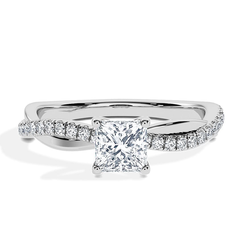 Verlovingsring Platina - 0.60 ct diamanten - Model N°3016 Princess, Pavé